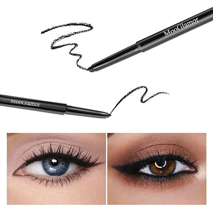 12 Pcs Black Eyeliner Pencil Gel Eyeliner Pen with Retractable and Waterproof Eye Liner for Black Bold and Defined Eye Liner
