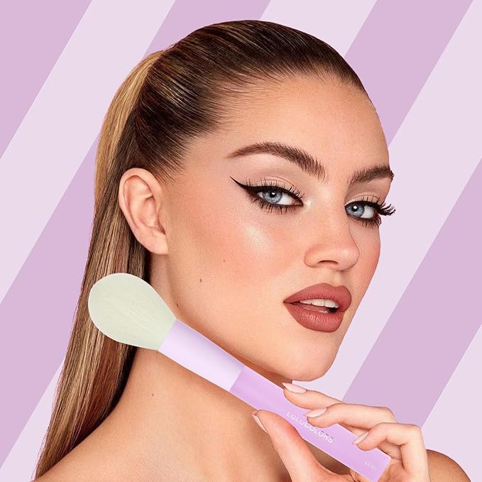 5-Piece Light Purple Face Makeup Brush Set – Soft, Cruelty-Free Synthetic Bristles with Translucent Rubber Handles, Makeup Brushes for Powder, Blush & Contour – Essential Brush Collection