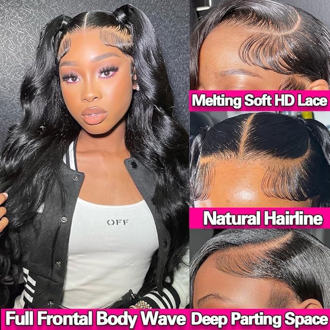13x4 Body Wave Lace Front Wigs Human Hair Pre Plucked HD Lace Front Wigs Human Hair with Baby Hairline 200 Density Body Wave Full Frontal for Black Women Soft and Thick 20 Inch
