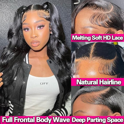 13x4 Body Wave Lace Front Wigs Human Hair Pre Plucked HD Lace Front Wigs Human Hair with Baby Hairline 200 Density Body Wave Full Frontal for Black Women Soft and Thick 20 Inch