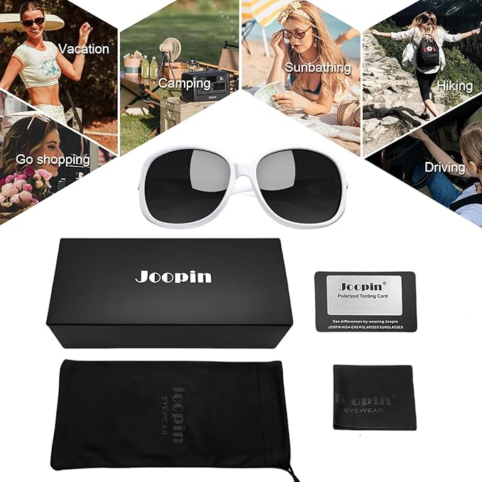 Joopin Big Womens Sunglasses Polarized Trendy Sun Glasses Large Rectangle UV Protection Rhinestone Sunnies