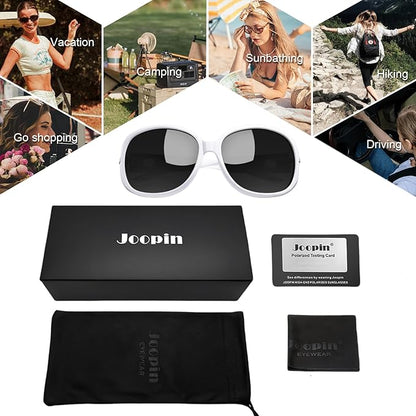Joopin Big Womens Sunglasses Polarized Trendy Sun Glasses Large Rectangle UV Protection Rhinestone Sunnies