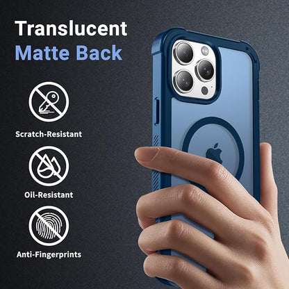 for iPhone 13 Pro Max case, with [Compatible with MagSafe][Military Grade Drop Protection][Heavy Duty Protection][Non-Slip][Shockproof] with 2-Layer Durable Bumper Phone Case 6.7''-Deep Blue