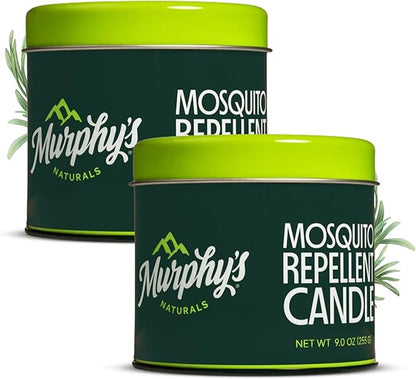 Murphy's Naturals Mosquito Bug Repellent Candles for Outdoor Patio, Citronella & Essential Oils, Soy/Beeswax Blend, 30-Hour Burn Time, 9 Ounce, 2-Pack
