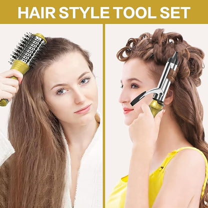 DAN Technology Hair Dryer Brush & Mini Curling Wand Set - 1 Inch Travel Set with 3 Temperature Settings - Hot Air Brush for Drying, Styling, Curling, and Volumizing
