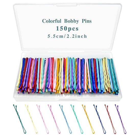 150 Pcs 2.2 Inch Mix Colorful Bobby Pin for Girls Women, Hair Pins with Cute Box, Colored Bobby Pins for Hair, Bobby Hair Pins Great for All Hair Types