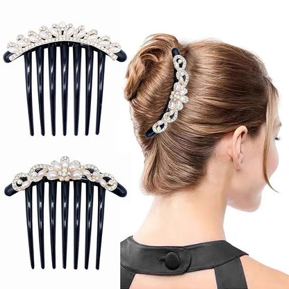 4 Pcs Pearls Side Comb for Women and Girls - Rhinestones Flower Hair Combs Pins Accessories - Vintage Wedding Headpieces Tools - Daily Present
