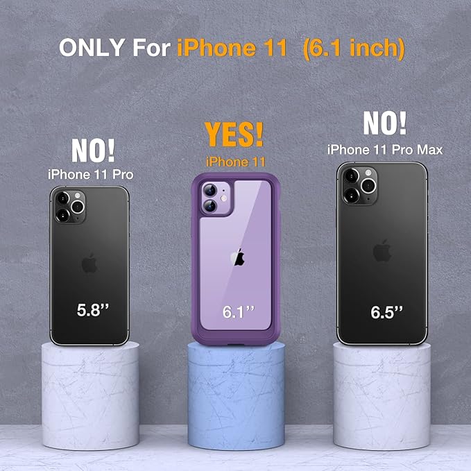 Miracase Glass Series for iPhone 11 Case [with Camera Lens Protector] Full-Body Rugged Bumper Case with Built-in 9H Tempered Glass Screen Protector Compatible with iPhone 11 6.1 inch, Purple