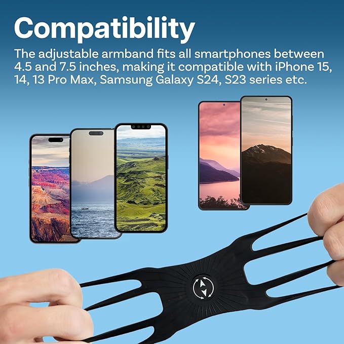 MMOBIEL Running Armband Phone Holder 360° Rotatable & Detachable – Fits iPhone 16, 15, 14, 13 Pro Max, Samsung Galaxy S25, S24, S23 – Adjustable Sports Arm Band for 4.5-7.5” Smartphones – Black