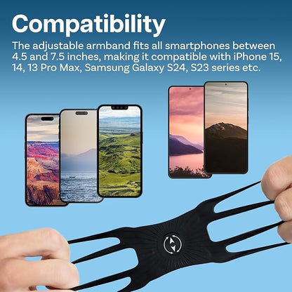 MMOBIEL Running Armband Phone Holder 360° Rotatable & Detachable – Fits iPhone 16, 15, 14, 13 Pro Max, Samsung Galaxy S25, S24, S23 – Adjustable Sports Arm Band for 4.5-7.5” Smartphones – Black