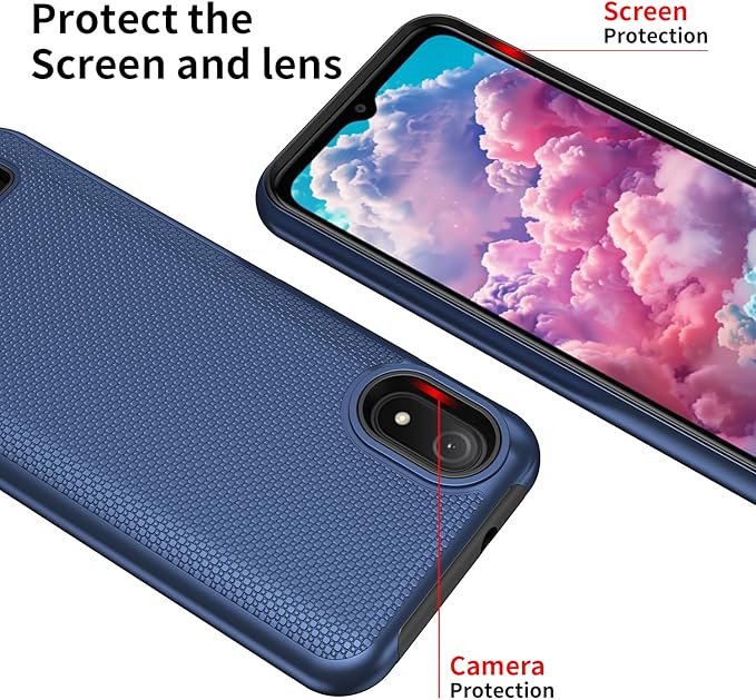 for Cloud Mobile C8 Phone Case with Screen Protector,Stratus C8 Phone Case Dual Layer Heavy Duty Protection,Slim Lightweight Rugged Military Grade Shockproof Cover for Cloud Stratus C8 Blue