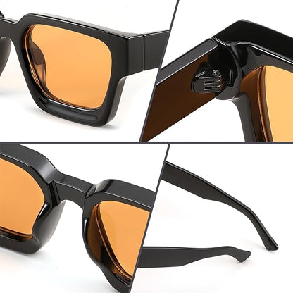 FEISEDY Retro 90s Square Sunglasses for Women Men Trendy Chunky Rectangle Sunglasses UV400 Protection B2385