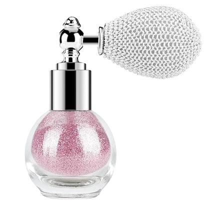 KYDA Highlighter Powder Spray, High Glossy Shimmer Sparkling Powder for Face and Body Glitter Makeup, Body Glitter Spray, Rose Pink