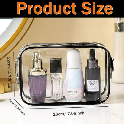 12 Pieces Clear Makeup Bags, TSA Approved Toiletry Bag for Travel, PVC Clear Cosmetic Pouch with Zipper, Waterproof Vinyl Plastic Organizer Case for Vacation Bathroom (Medium)