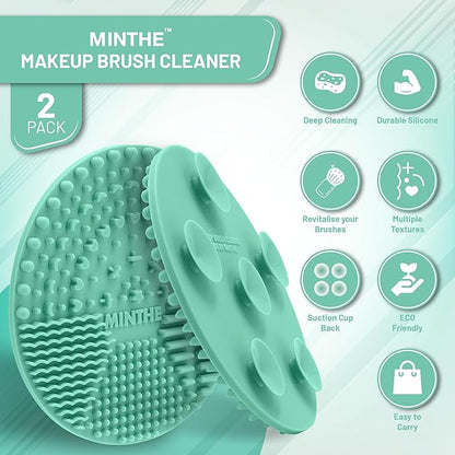 MINTHE™ Makeup Brush Cleaner Mat | 2 Pack | Silicone Make up Cleaning Pad