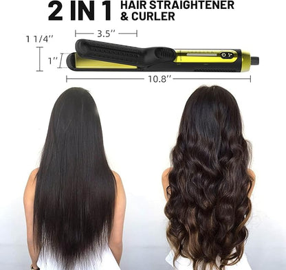 360°Airflow Styler Curling Iron | Wizchark Flat Iron Curling Iron in One | 2 in 1 Hair Straightener and Curler for All Styles | Professional Curling Wand with Cooling Air Vents Dual Voltage Hair Tools