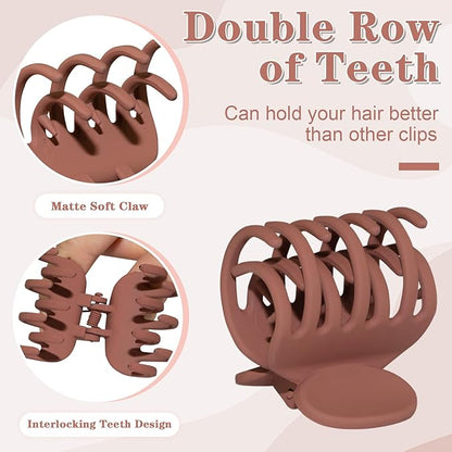 8PCS Claw Clips for Thin Hair Women, 1.6' Small Matte Medium Hair Claw Clips, Strong Hold Double Row Teeth Hair Clips, Cute Jaw Clamps (Warm Color)