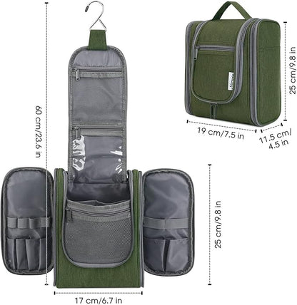 Narwey Small Hanging Travel Toiletry Bag Cosmetic Make up Organizer for Women and Men (Medium, Army Green)