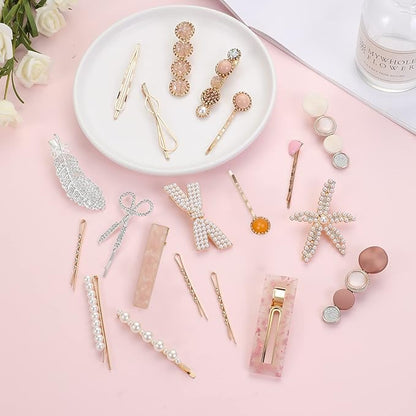 20 Pieces Pearl Hair Clips Set, Hair Barrettes Acrylic Resin Sweet Decorative Bobby Pins Hairpin Headwear Hair Accessories Headwear for Women and Girls…