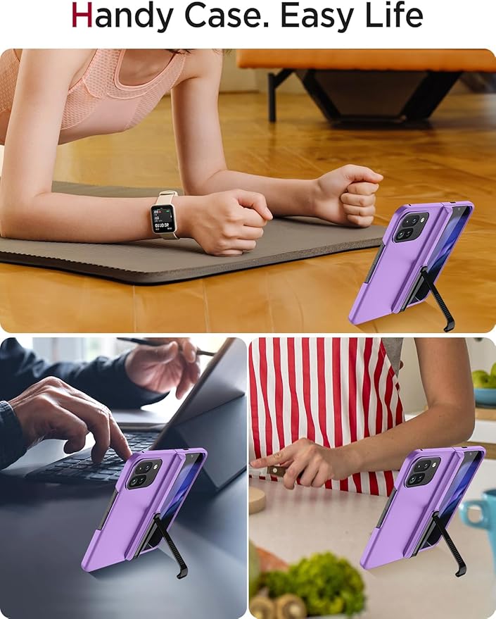 Miimall Kickstand Cases for Pixel 9 Fold Pro Case, [Kickstand & Hinge Protection][All-Inclusive Protection] Anti-Shock Heavy Duty Case for Google Pixel 9 Pro Fold Phone Case, Purple