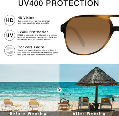 YDAOWKN Retro Aviator Sunglasses for Women Mens Large Frame Classic Vintage 70s Sun Glasses Aviators