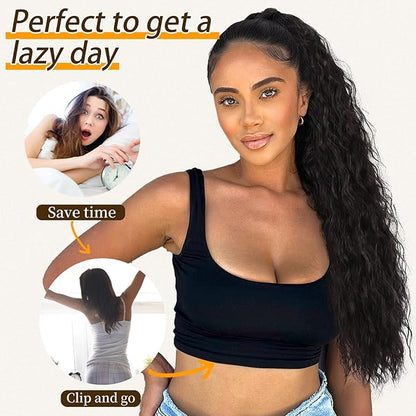 ORSUNCER Ponytail Extension Claw 26" Curly Pony Tail Clip in Claw Hair Extensions Fluffy Natural Looking Synthetic Hairpiece for Women