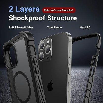 for iPhone 13 Pro Max case, [Compatible with MagSafe][Military Grade Drop Protection][Heavy Duty Protection][Non-Slip][Shockproof] with 2-Layer Durable Bumper Phone Case 6.7''-Black