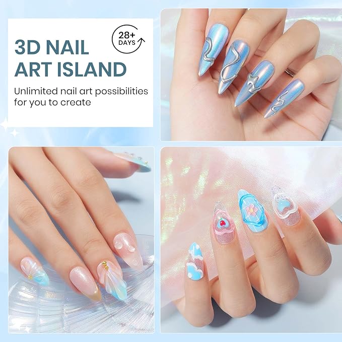 MIZHSE 3D Nail Gel Clear Sculpting for Nail Art Nail Charms 3D Gel Nail Art No Wipe Nail Supplies U V LED Salon Manicure Home DIY