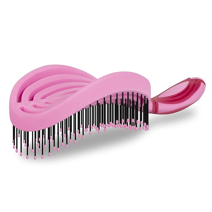 NuWay 4HAIR DoubleC PRO U.S. Patented Double Curved Detangling Brush is Hair Dryer Safe (Red Violet)