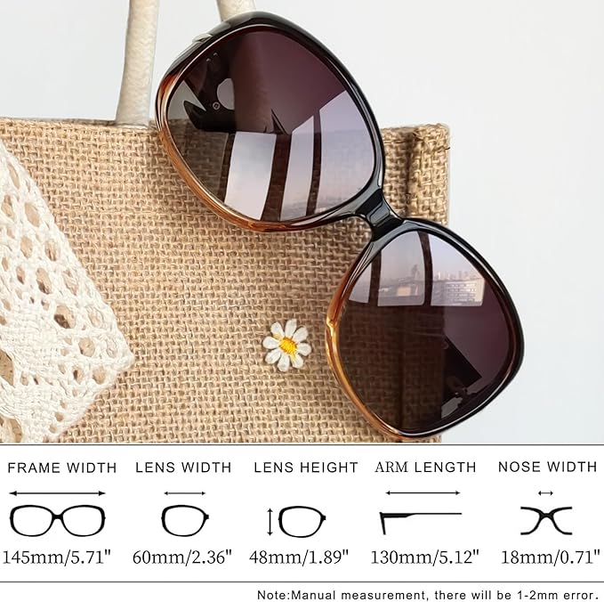 Joopin Big Womens Sunglasses Polarized Trendy Sun Glasses Large Rectangle UV Protection Rhinestone Sunnies