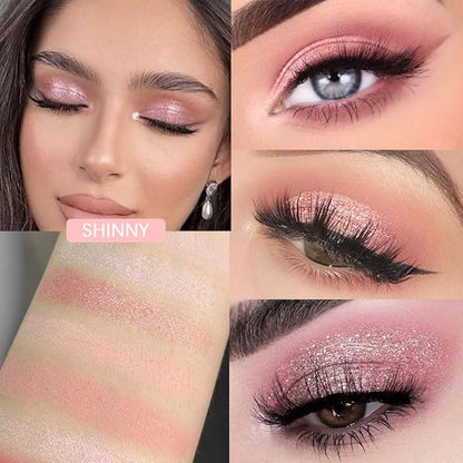 12 Colors Nude Natural Pink Matte Shimmer Eyeshadow Palette for Eye Makeup,High Pigmented Brown Eye Shadow Primers Powder Palet de sombras de ojos