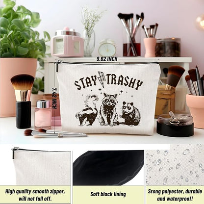 2pcs Raccoon Makeup Bag Funny Sarcastic Humor Cosmetic Bag Animal Raccoon Gifts for Women Friends Coworkers Mom Sisters Bestie Christmas Birthday Gifts Travel Toiletry Bags