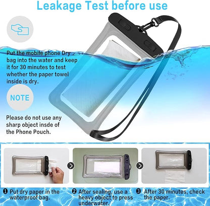 7 Pcs Waterproof Phone Pouch, Universal IPX8 Floating Waterproof Cell Phone Case Dry Bag, Compatible with Most Cell Phone on Market, Waterproof Phone Protector for Beach Swimming