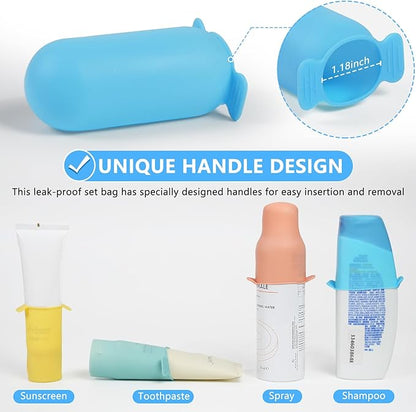 16 Pack Travel Essentials Silicone Bottle Covers,Accessories Luggage for Women Men,Travel Size Toiletries,Elastic Sleeves for Leak Proofing,Cruise Ship Essentials,Cruise Essentials 2024