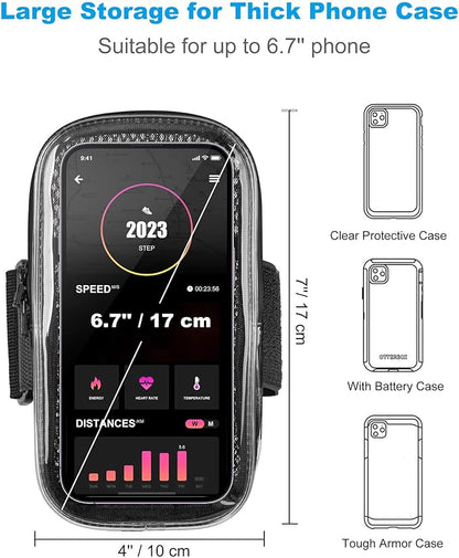 Phone Holder for Running, Arm Band for Phone for Running, Running Essentials for Women and Men, Arm Band Gear with Keycard Pocket for iPhone 15 14 13 12 11 Pro Max Plus Pixel Up to 6.9''
