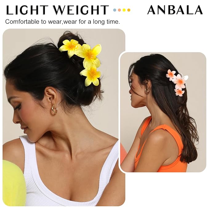 4PCS Cute Large Hair Clips for Thick Hair, Strong Hold Flower Beach Hair Accessories for Women and Girls (Colorful)