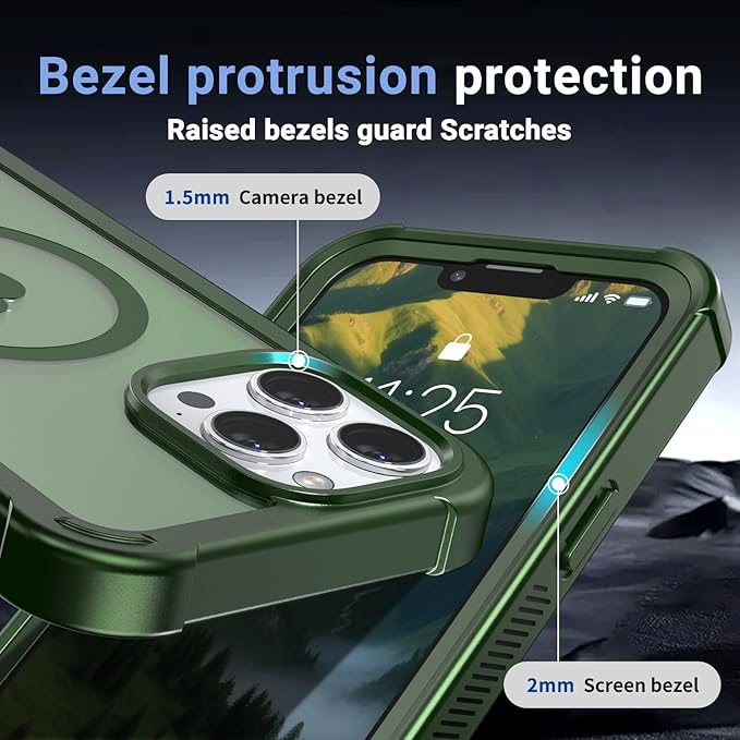 for iPhone 13 Pro Max case, with [Compatible with MagSafe][Military Grade Drop Protection][Heavy Duty Protection][Non-Slip][Shockproof] with 2-Layer Durable Bumper Phone Case 6.7''-Army Green