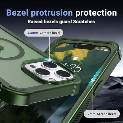 for iPhone 13 Pro Max case, with [Compatible with MagSafe][Military Grade Drop Protection][Heavy Duty Protection][Non-Slip][Shockproof] with 2-Layer Durable Bumper Phone Case 6.7''-Army Green
