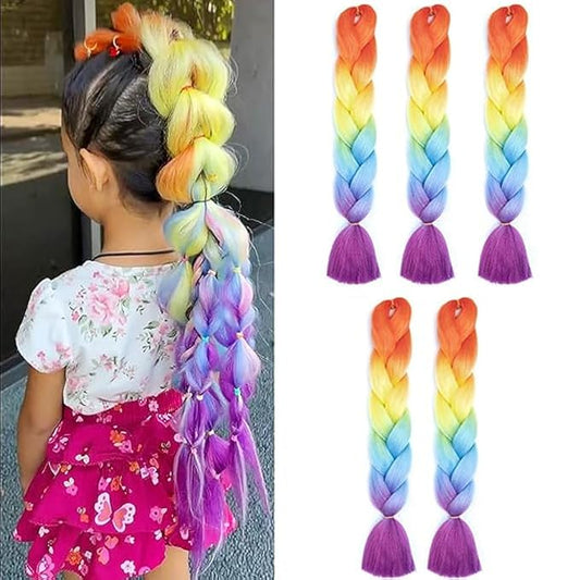 Ombre Braiding hair synthetic Crochet braids twist 24inch 5pcs/lot 100g Ombre two three tone Jumbo braid hair extensions Dreadlocks (rainbow)