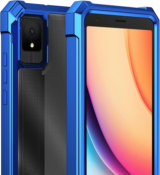 Ailiber for TCL K11 Cell Phone Case, with Screen Protector, Dual Layer Shockproof Bumper, Clear Transparent Anti Yellowing, Slim [Scratch-Resistant] Cover for TCL K11 T432W-Blue