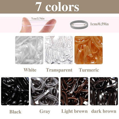 Neutral Colors Rubber Bands with Hair Styling Tools, 1500 Pcs Elastic Ties for Baby, Toddler Hair Accessories, Gift Stocking Stuffers for Girls Women