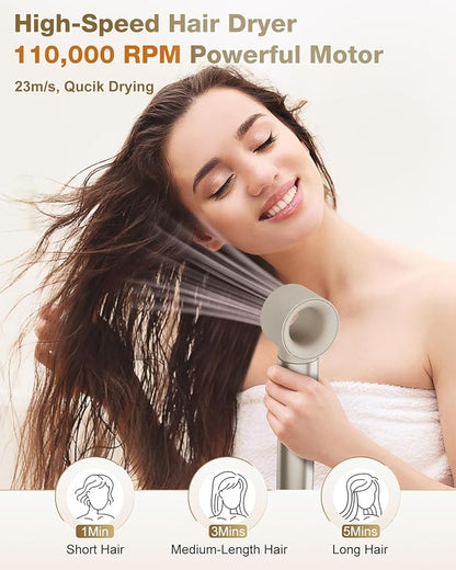 7MAGIC Hair Dryer Brush & 6 in 1 Hair Styler,110,000 RPM High-Speed Negative Ionic Hair Dryer Fast Drying, Multi Hair Styler, Professional Blow Dryer Brush for Curling Volumizing Straightening Styling