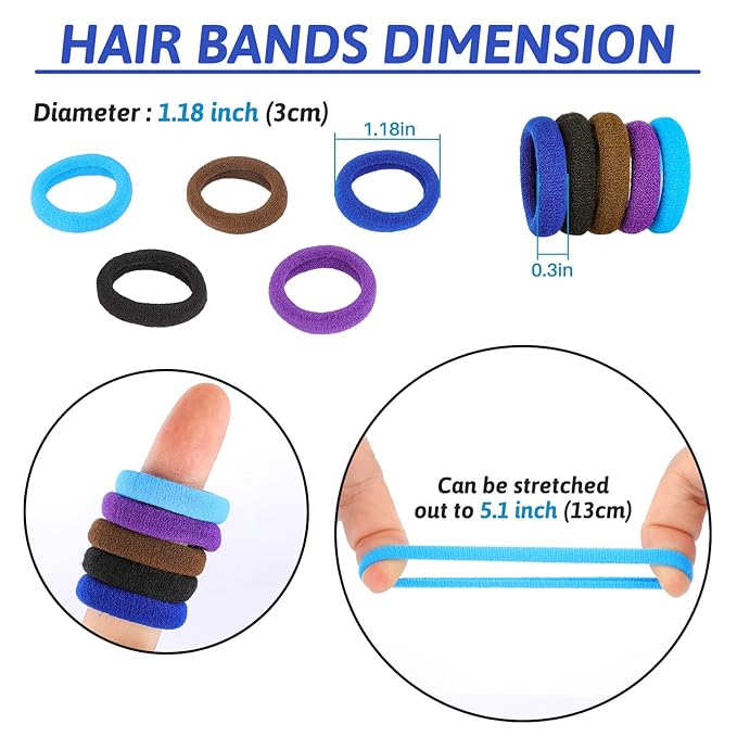 120 Pcs Baby Hair Ties, Cotton Toddler Hair Ties for Girls and Kids, Multicolor Small Seamless Hair Bands Elastic Ponytail Holders(Dark)