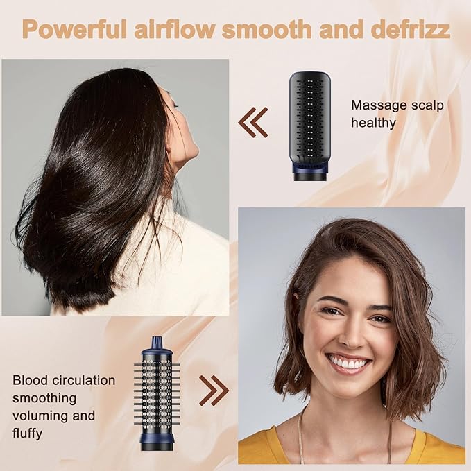 Hair Dryer Air Styler - Hair Styler 6 in 1 Blow Dryer Brush lonic Hot Air Brush Auto Wrap Curler for Curling 38m's High Speed Blowout Hair Dryer Fast Drying, ultiStyler for Curly/Straigh