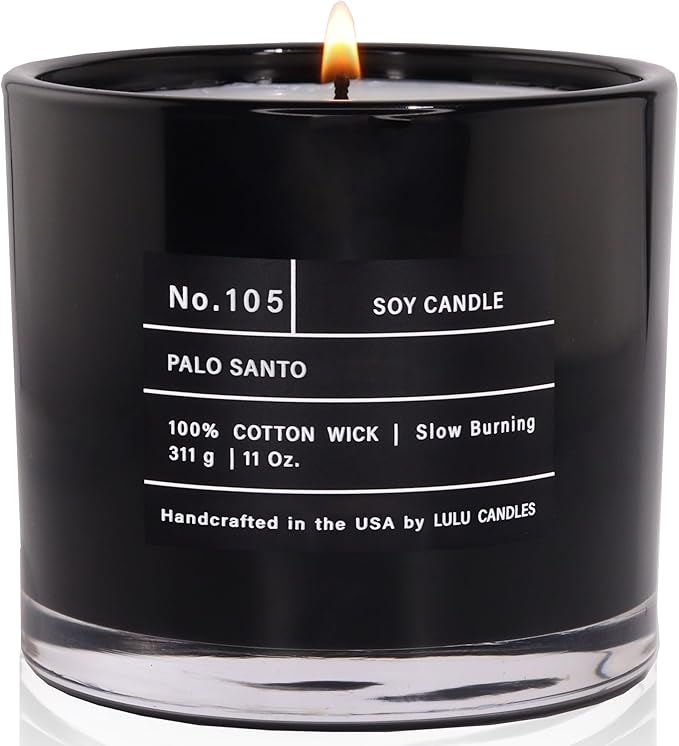 Lulu Candles | Palo Santo | Smells Woodsy & Smokey | Luxury Scented Soy Jar Candle | Hand Poured in The USA | Highly Scented Long Lasting (11 Oz.)