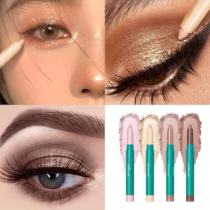 4Pcs Eyeshadow Stick, Eye shadow Brightener Stick Glitter Highlighter Makeup Eye Liner, Shimmer Creamy Long Lasting Eye Makeup. (4 colors)