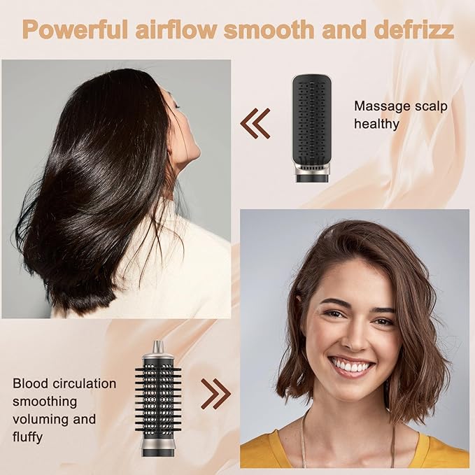 Air Styler Hair Dryer Brush - 6 in 1 Hair Styler Ionic Auto Wrap Hot Air Curler Blow Dryer Brush, 38m/s High Speed Blowout Airflow Hair Dryer Multi Styler Fast Drying Styling for Curly/Straight Hair