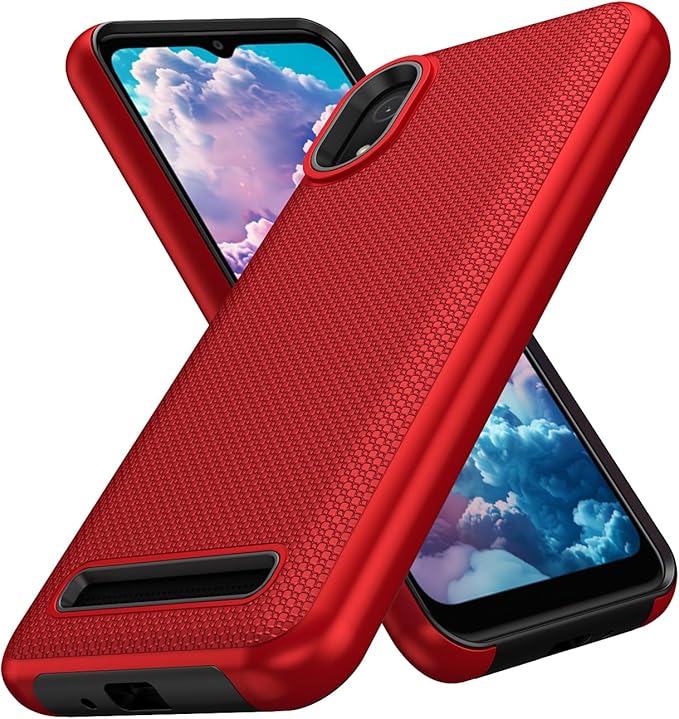for Cloud Mobile C8 Phone Case with Screen Protector,Stratus C8 Phone Case Dual Layer Heavy Duty Protection,Slim Lightweight Rugged Military Grade Shockproof Protective Cover for Cloud Stratus C8 Red