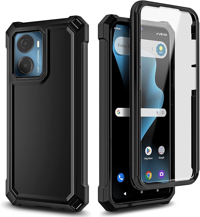 for Cricket Magic 2 5G Case (2024), AT&T Propel 2 5G with [Built-in Screen Protector], [9FT Military Grade Drop Tested] Full-Body Protective Shockproof Bumper Case (Black)