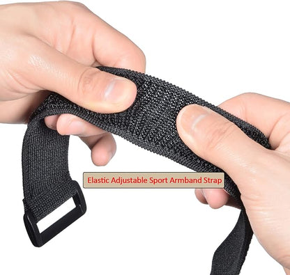HYS Adjustable Elastic Armband Strap Bundle for Universal Silicone, Leather, Nylon Holster Case with Armband Slots (Black, 1)